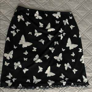 Wild Fable Black and White Butterfly Pencil Skirt